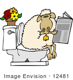 #12481 Sheep Using A Toilet Clipart