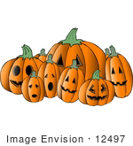 #12497 Halloween Jack O Lanterns Clipart