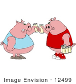 #12499 Pigs Drinking Beer Clipart