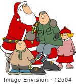 #12504 Children On Santa’S Lap Clipart
