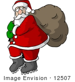 #12507 Sneaky Santa Clipart by DJArt