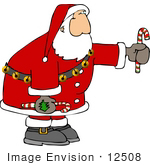 #12508 Santa Holding Candy Canes Clipart