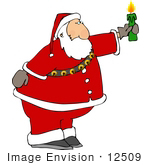 #12509 Santa Holding A Candle Clipart