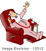 #12512 Santa In His Pjs Talking On A Phone In A Reclining Chair Clipart