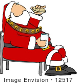 #12517 Santa Drinking Milk And Eating A Cookie Clipart