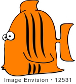 #12531 Orange Fish Clipart