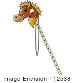 #12538 Stick Horse Toy Clipart