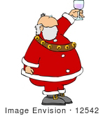 #12542 Santa Toasting With Wine Clipart
