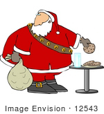 #12543 Santa Eating Cookies Clipart