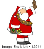 #12544 Santa Carrying A Bottle Of Wine Clipart