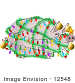 #12548 Pig Decorated Like A Christmas Tree Clipart