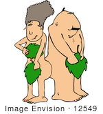 #12549 Adam And Eve With Leaves Clipart
