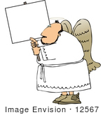#12567 Male Angel Holding A Blank Sign Clipart