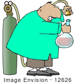 #12626 Scientist Putting Oxygen In His Concoction Clipart