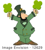 #12629 St Paddy’S Day Leprechaun With Clovers Clipart