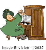 #12635 St Paddy’S Leprechaun Playing Piano Clipart