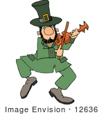 #12636 Dancing Leprechaun Playing Violin Clipart