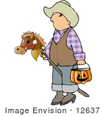 #12637 Boy In A Cowboy Costume On Halloween Clipart