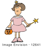 #12641 Girl In A Fairy Costume On Halloween Clipart