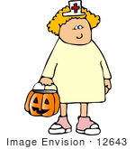 #12643 Girl In A Nurse Costume On Halloween Clipart