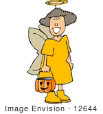 #12644 Girl In An Angel Costume On Halloween Clipart