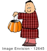 #12645 Boy In A Sleep Walker Costume On Halloween Clipart