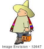 #12647 Boy In A Bandito Costume On Halloween Clipart
