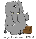 #12656 Elephant With Luggage Hitchhiking Clipart