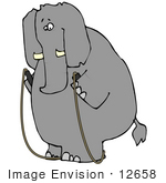 #12658 Elephant Exercising With A Jump Rope Clipart