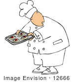 #12666 Chef Holding A Tray Of Cooled Fruit Cookies Clipart