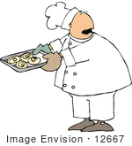 #12667 Chef With A Tray Of Cinnamon Rolls Clipart