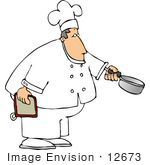 #12673 Chef Holding A Hotpad And Pan Clipart