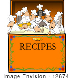 #12674 Group Of Chef’S In A Recipe Box Clipart