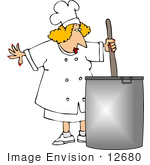 #12680 Chef Stirring Food In A Pot Clipart