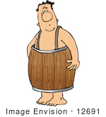 #12691 Man In A Barrel Clipart