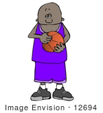 #12694 African American Boy Holding A Basketball Clipart