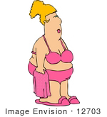 #12703 Woman In A Bikini Holding A Drink Clipart