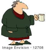 #12708 Man Having His Morning Cup Of Coffee Clipart