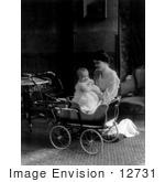 #12731 Picture Of A Woman And Baby With A Baby Carriage