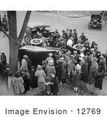 #12769 Picture Of A Crowd Investigating A Car Wreck