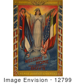 #12799 Picture Of Liberty Holding Flags