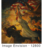 #12800 Picture Of Liberty And Soldiers During Battle
