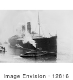 #12816 Picture Of A Tugboat And The Lusitania
