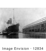 #12834 Picture Of The Lusitania At Pier