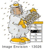 #13026 Caucasian Apiarist Beekeeper With Bees Clipart