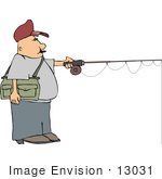 #13031 Caucasian Man Fishing Clipart
