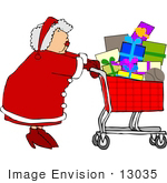 #13035 Mrs Claus Christmas Shopping Clipart