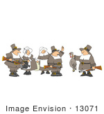 #13071 Group Of Five Pilgrims At Thanksgiving Clipart