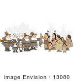 #13080 Pilgrims and Native Americans at Thanksgiving Clipart by DJArt