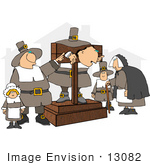 #13082 Pilgrims One In A Pillory Clipart